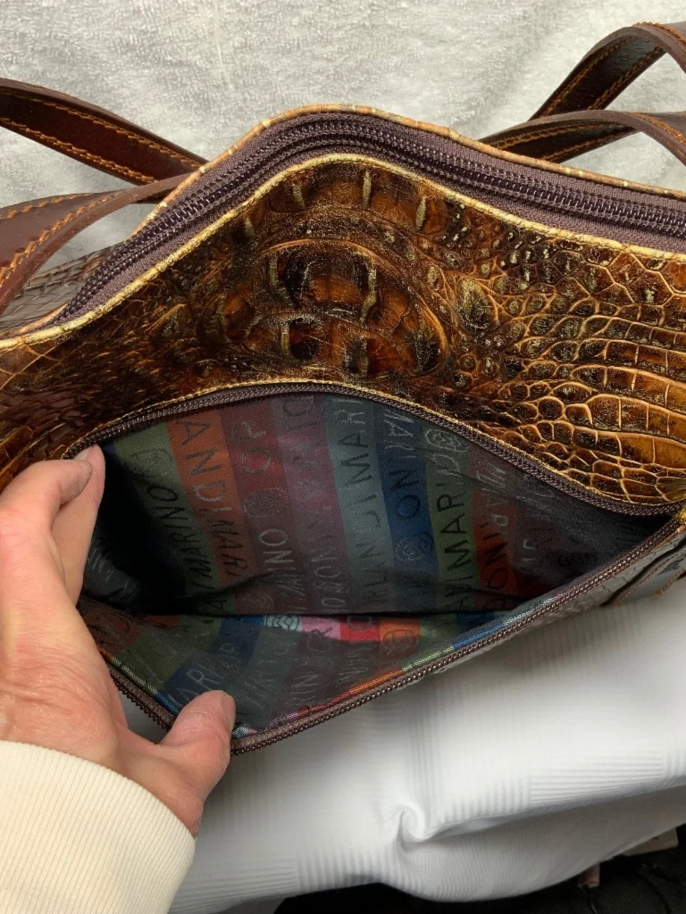 Marino Orlandi Large Croc Embossed Leather Purse - Picture 4 of 16